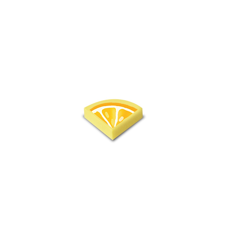 Cuarto de limón impreso en ladrillo plano liso 1x1 de Lego® redondo de 1/4 - Cool Yellow