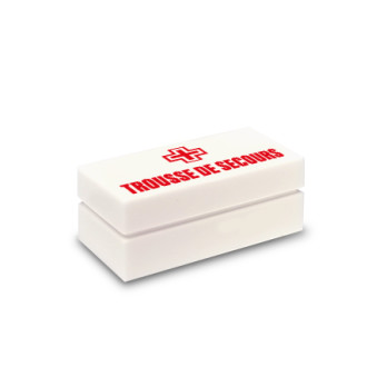 Trousse de secours imprimée sur Brique 1X2 Lego® - Blanc