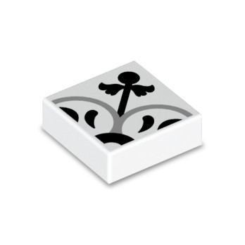 Carrelage / Faïence Noir et gris imprimé sur Brique Lego® 1X1 - Blanc