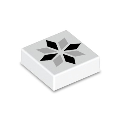 Baldosa hidráulica negra y gris impresa sobre ladrillo Lego® 1X1 - Blanco