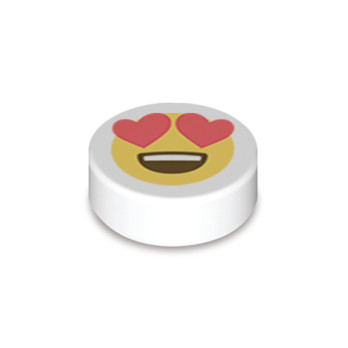 Emoji coeur imprimé sur Brique Lego® 1x1 ronde - Blanc