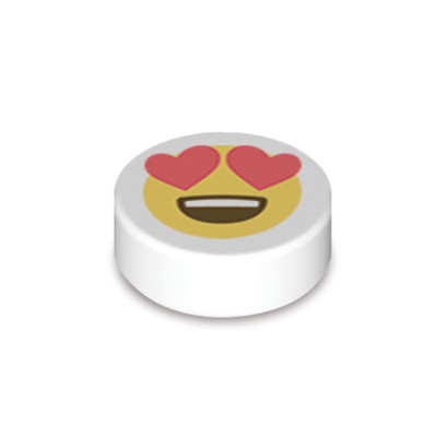 Emoji gedruckt auf 1 x 1 runden Lego®-Stein – Weiß