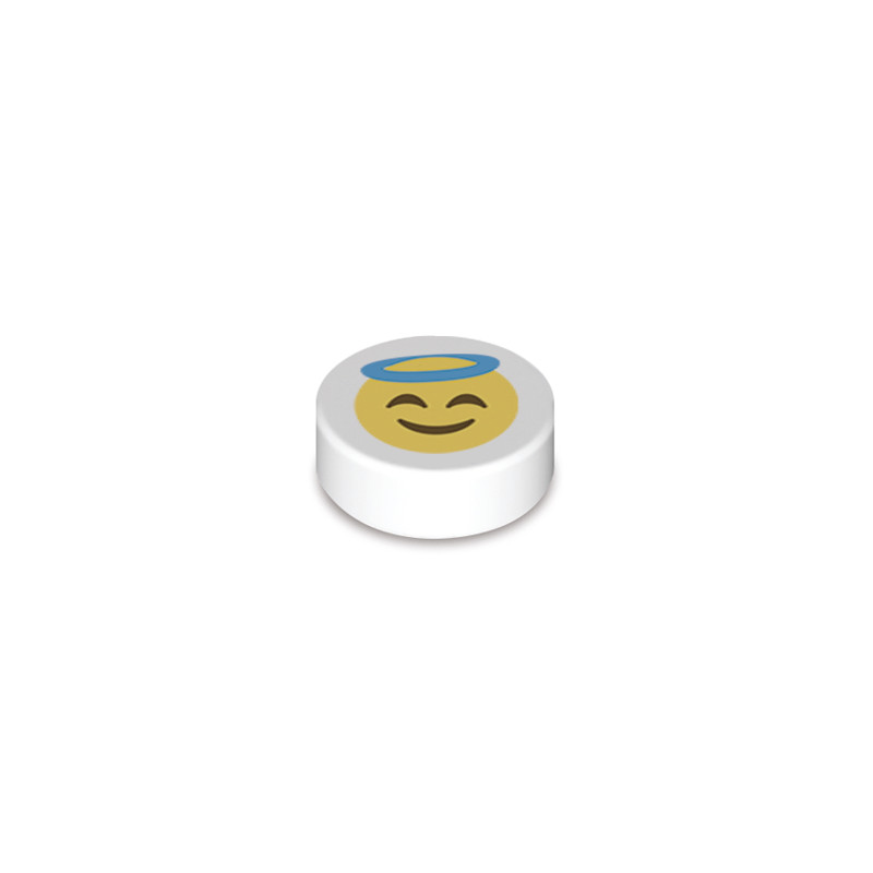 Salbei-Emoji gedruckt auf 1 x 1 runden Lego®-Stein – Weiß