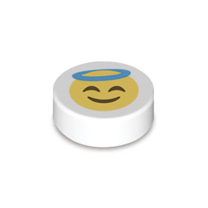 Emoji Sage imprimé sur Brique Lego® 1x1 ronde - Blanc