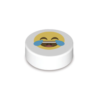 Emoji lol gedruckt auf Lego® Stein 1x1 rund - Weiß