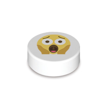 Emoji "Peur" imprimé sur Brique Lego® 1x1 ronde - Blanc