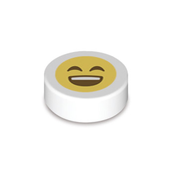 Emoji "Smile" stampato su Lego® Brick 1x1 rotondo - Bianco
