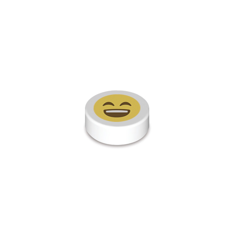 Emoji "Sourire" imprimé sur Brique Lego® 1x1 ronde - Blanc