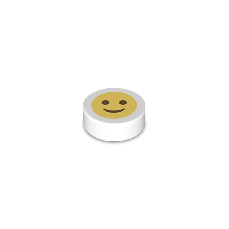 Emoji „Smile“ gedruckt auf Lego® Stein 1x1 rund – Weiß