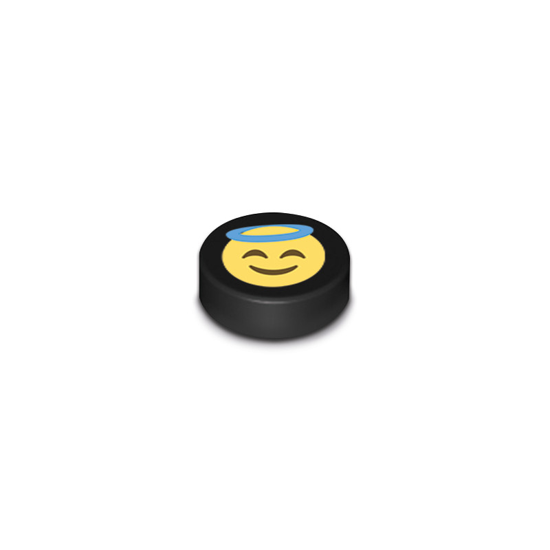 Emoji Sage imprimé sur Brique Lego® 1x1 ronde - Noir