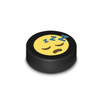 Emoji endormi imprimé sur Brique Lego® 1x1 ronde - Black