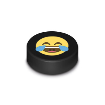 Emoji "Mdr" imprimé sur Brique Lego® 1x1 ronde - Noir