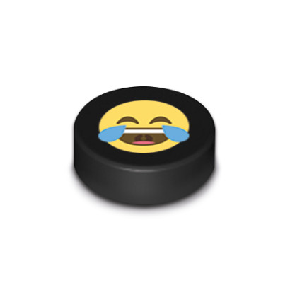 Emoji "Mdr" imprimé sur Brique Lego® 1x1 ronde - Noir