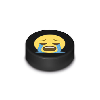 "Crying" Emoji Printed on 1x1 Round Lego® Brick - Black