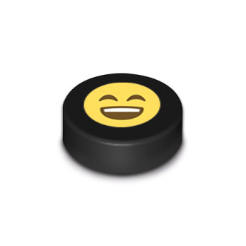Emoji "Sourire" imprimé sur Brique Lego® 1x1 ronde - Noir
