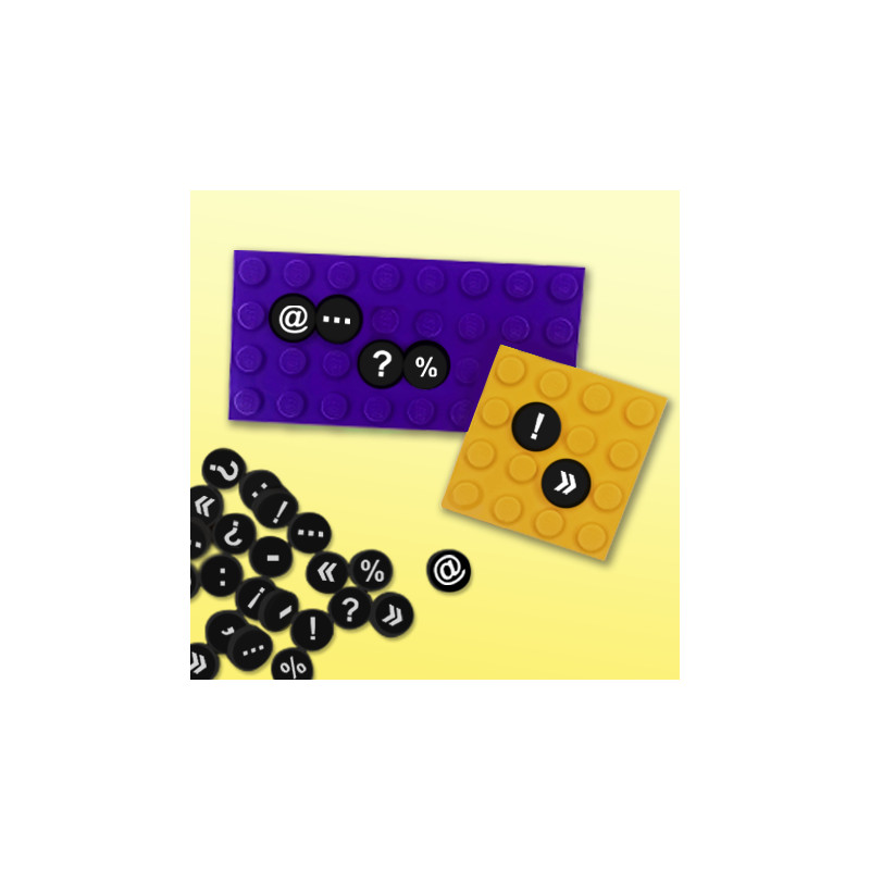 Ponctuation et symbole imprimée sur Brique Lego® 1x1 ronde - Noir
