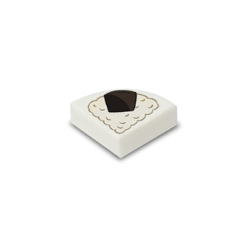 Onigiri imprimé sur Brique plate lisse 1/4 de rond Lego® 1x1 - Blanc