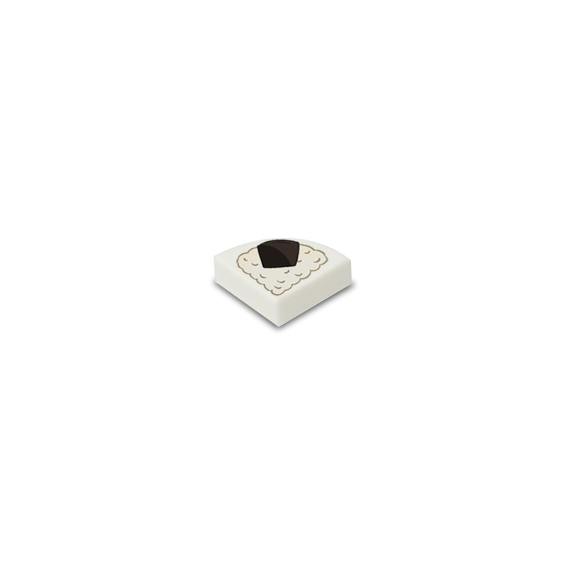 Onigiri imprimé sur Brique plate lisse 1/4 de rond Lego® 1x1 - Blanc
