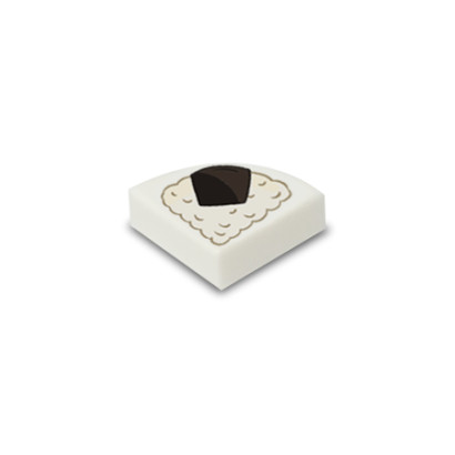 Onigiri gedruckt auf 1/4 rundem Lego® 1x1 Stein – Weiß