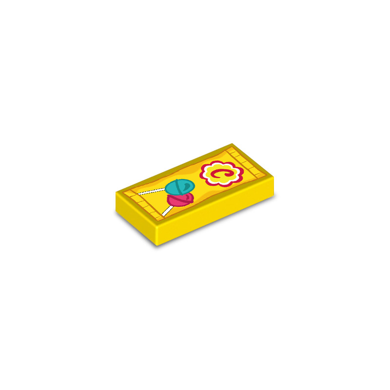 Pacchetto ciuccio stampato su mattoncino Lego® 1x2 - Giallo