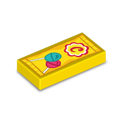 Paquet de sucette imprimé sur Brique 1x2 Lego® - Jaune