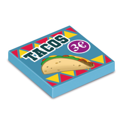 Flaches Lego® 2X2 Bedrucktes Tacos-Poster – Medium Azur