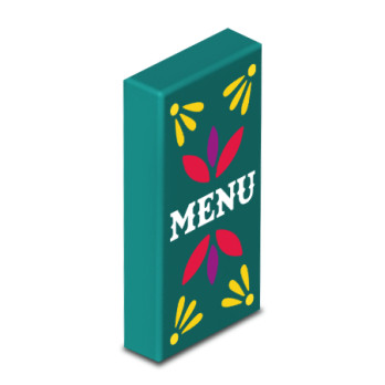 Mexican restaurant menu printed on Lego® brick 1X2 - Bright Bluegreen