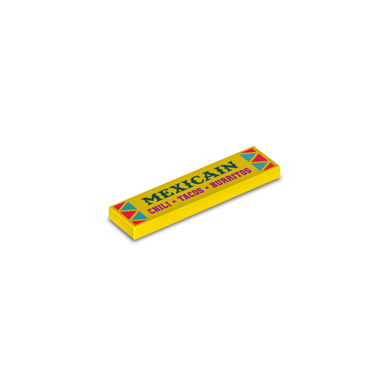 Mexican restaurant sign printed on Lego® 1X2 brick - Yellow