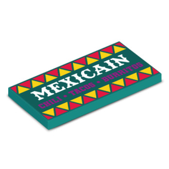 Enseigne restaurant mexician imprimée sur brique Lego® 2X4 - Bright Bluegreen