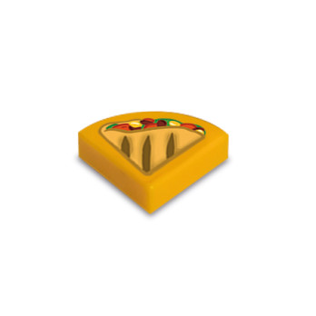 Quesadillas printed on Lego® brick 1X1 1/4 circle - Flame Yellowish Orange