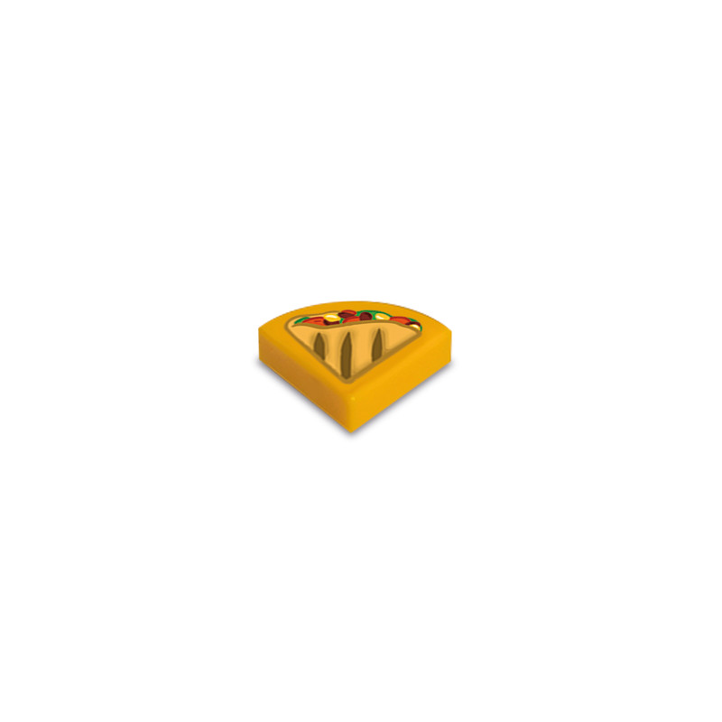 Quesadillas imprimé sur brique Lego® 1X1 1/4 cercle - Flame Yellowish Orange