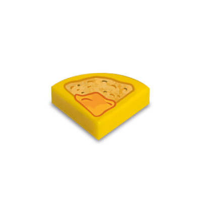 Nachos printed on Lego® brick 1X1 1/4 circle - Yellow