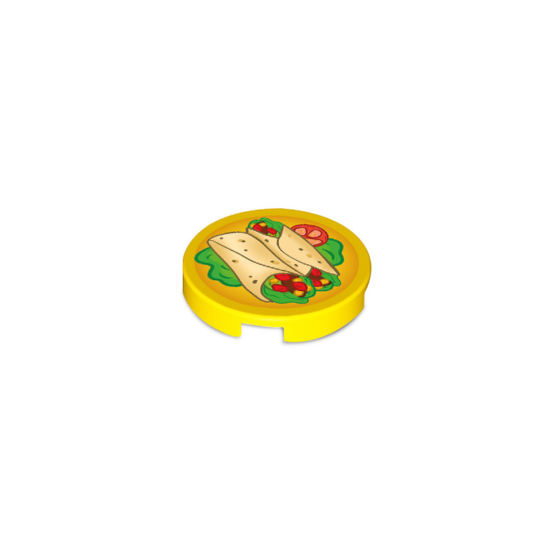 Assiette de Burritos imprimée sur brique Lego® 2X2 - Jaune