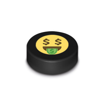 Emoji "dollaro" stampato su Lego® Brick 1x1 rotondo - Nero