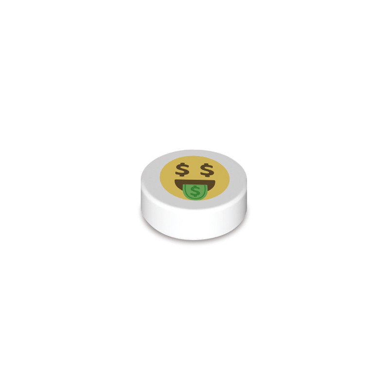 Emoji "Dollar" printed on Lego® Brick 1x1 round - White