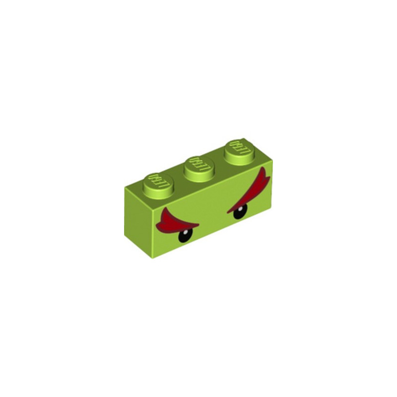 LEGO 6308923 BRICK 1X3, PRINTED - BRIGHT YELLOWISH GREEN