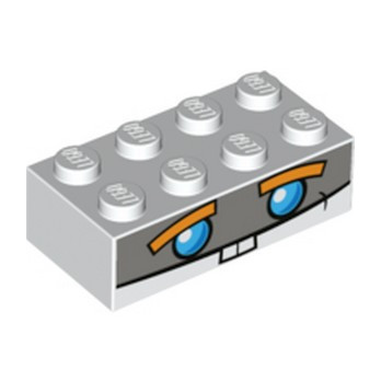 LEGO 6194493 BRICK 2X4 ROBOT HEAD PRINTED - WHITE