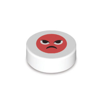 Emoji "Colère" imprimé sur Brique Lego® 1x1 ronde - Blanc