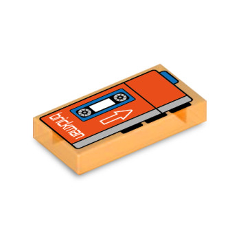 Walkman Brickman stampato su Lego® Brick 1X2 - Transparent Orange