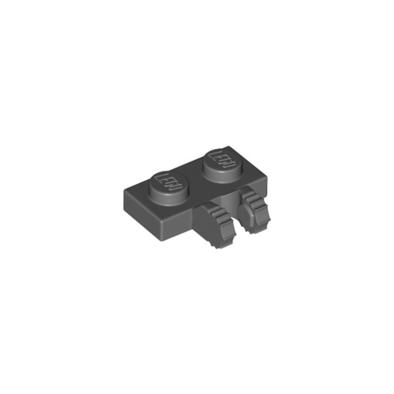 LEGO 6342558 PLATE 1X2 W/FORK, VERTICAL - DARK STONE GREY