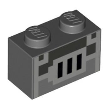 LEGO 6326164 BRICK 1X2 PRINTED MINECRAFT - DARK STONE GREY