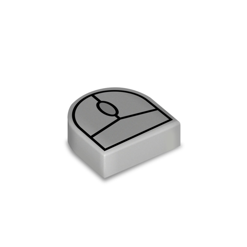 1 x 1 mit Lego®-Steinen bedruckte Computermaus – Medium Stone Grey