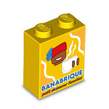 "Banabrique" Chocolate Box printed on Lego® Brick 1X2X2 - Yellow