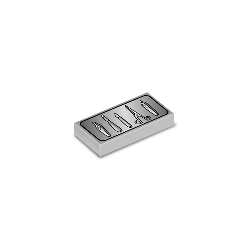 Plateau de chirurgie imprimé sur Brique Lego® 1X2 - Medium Stone Grey