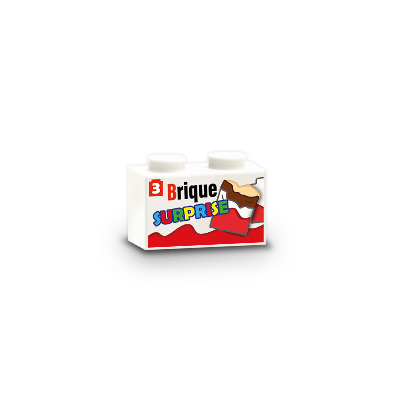 "Brique Surprise" chocolate box printed on Lego® Brick 1X2 - White