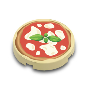 Pizza margarita imprimée sur Brique Plate lisse Lego® 2x2