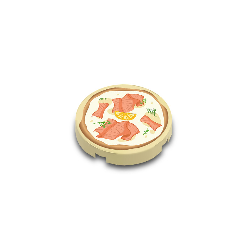 Pizza au saumon  imprimée sur Brique Plate lisse Lego® 2x2