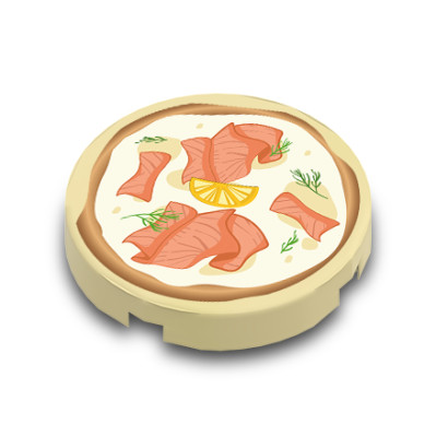 Pizza de salmón impresa en Lego® 2x2 Smooth Flat Brick