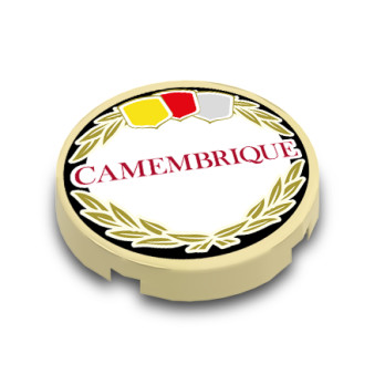 Box of "Camembrique" cheese printed on Lego® Brick 2x2