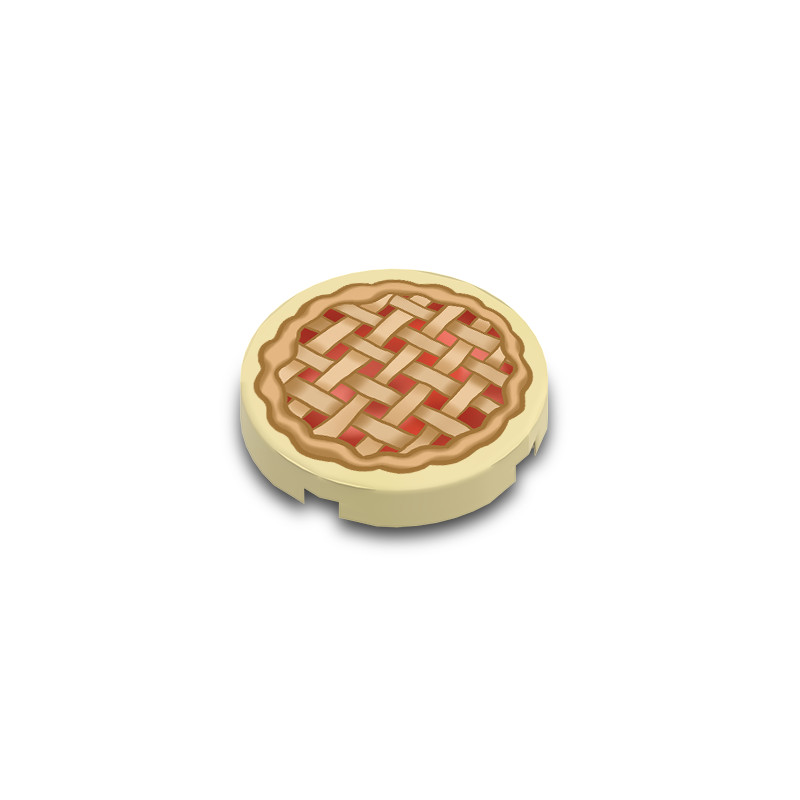Rustic Pie gedruckt auf flachem, glattem Lego® 2x2 Stein – Tan